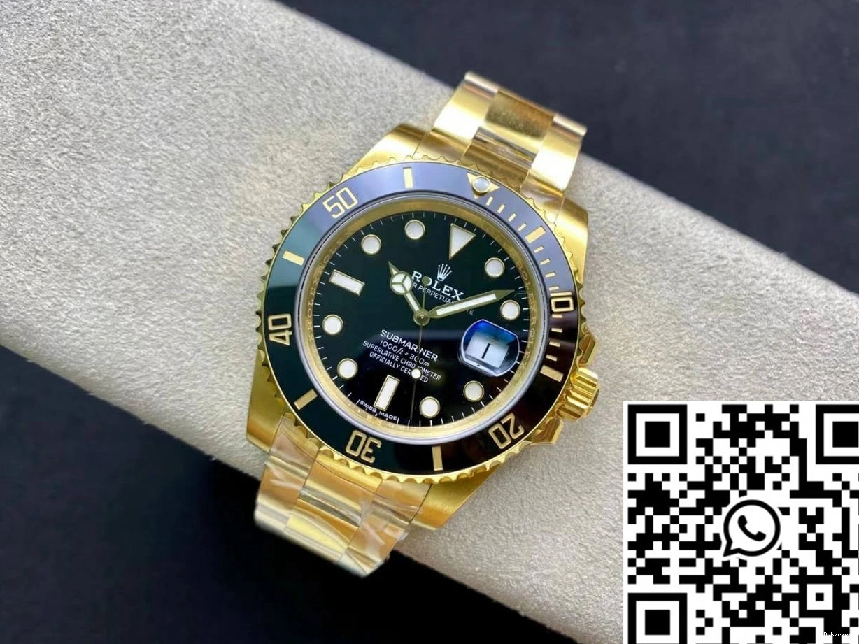 VS Yellow Rolex Factory Black Submariner Gold 116618LN-97208 Dial 0418